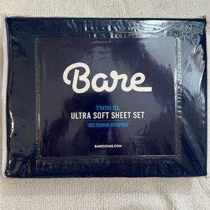 NEW Bare Home Twin XL Ultra Soft Sheet Set 1800 Premium Microfiber Navy Blue